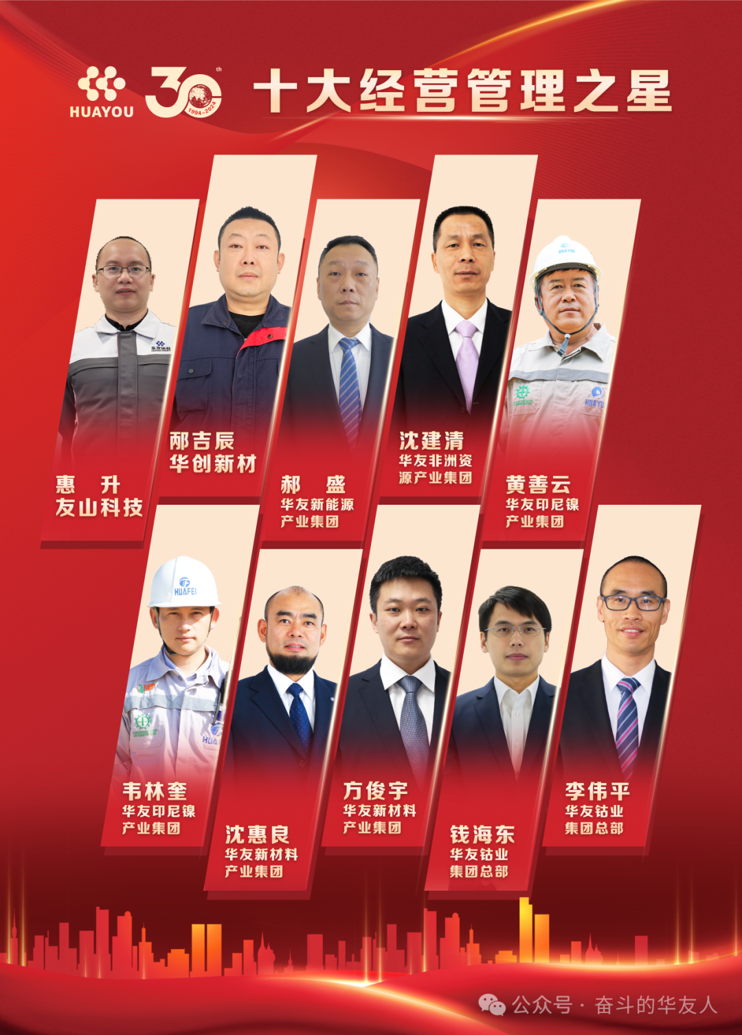 卅载携手行 砥砺共奋进——在华友创业三十周年庆典，，，，，，他们受到盛大表扬！-企业新闻-浙江华友钴业股份有限公司