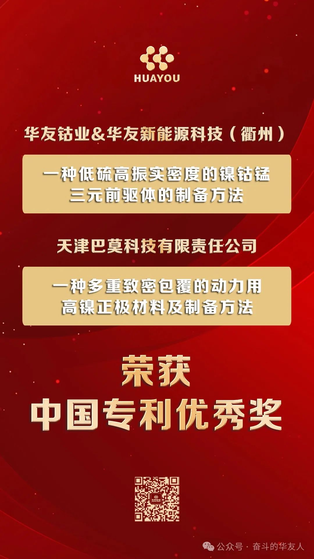 国家级声誉+2！华友获第25届中国专利奖-企业新闻-浙江华友钴业股份有限公司
